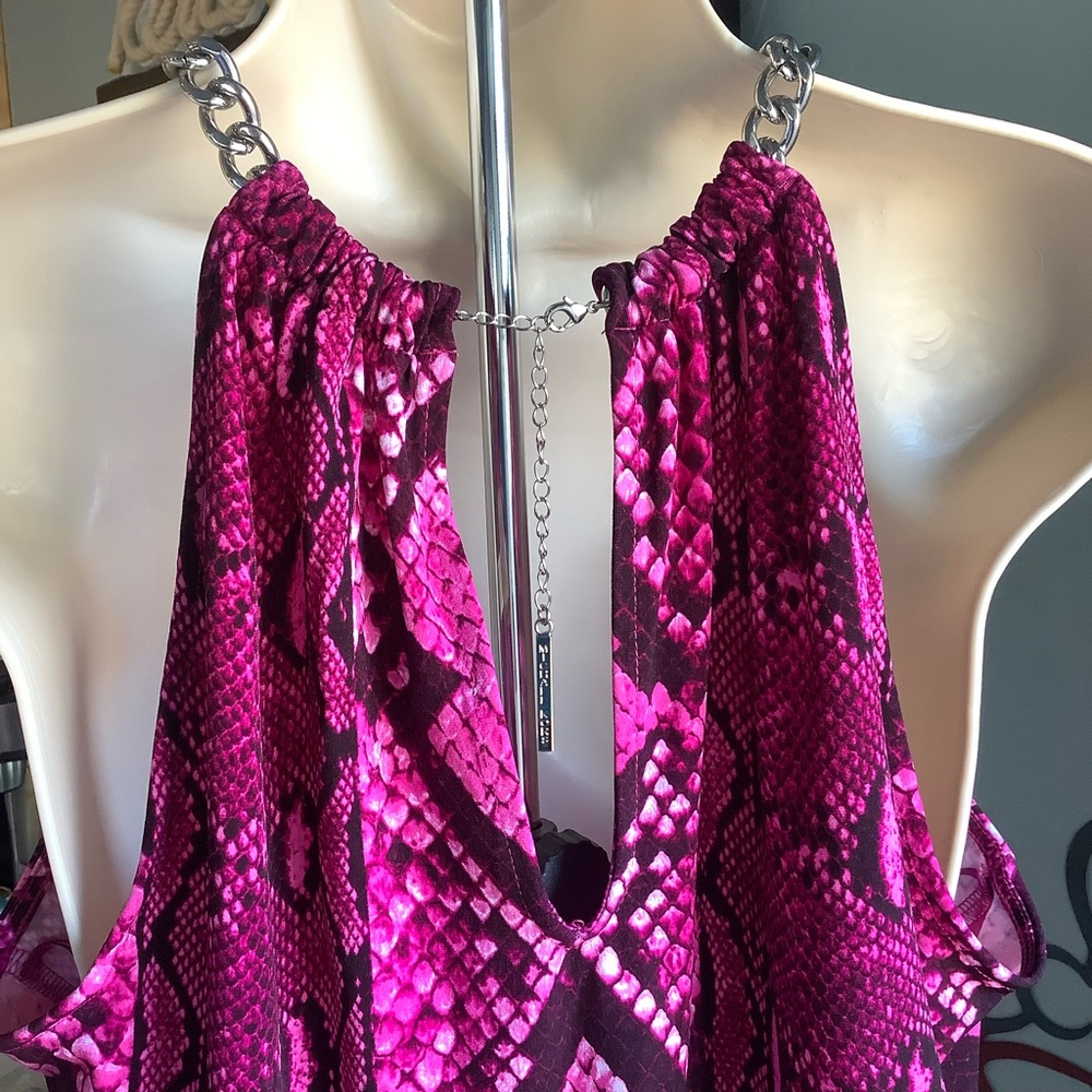 NWT Michael Kors Vivid Viola Sleeveless Chain Halter, Size Large - Picture 4 of 8
